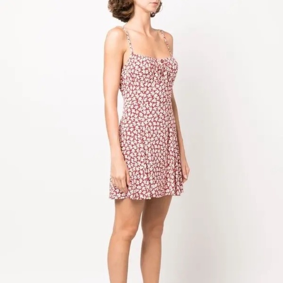 Reformation Felix Red Floral-Print Mini Dress | Size 4 - Picture 3 of 15
